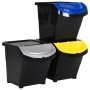 Cubos de basura apilables con tapa 3 uds PP negro 78 L de , Cubos de la basura y papeleras - Ref: Foro24-364069, Precio: 62,1...