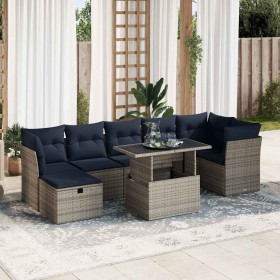 Juego Sofá Jardín 8 Piezas con Cojines Marrón Poli Ratán Acacia de , Conjuntos de jardín - Ref: Foro24-3327791, Precio: 629,8...