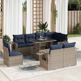 Juego Sofá Jardín 9 Piezas con Cojines Marrón Poli Ratán Acacia de , Conjuntos de jardín - Ref: Foro24-3326502, Precio: 743,7...