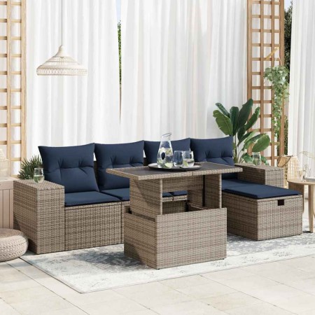 Juego Sofá Jardín 6 Piezas con Cojines Marrón Poli Ratán Acacia | Foro24.es | Tu tienda online para hogar, jardín y más Foro24.es