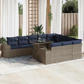 Comprar Set sofás jardín y cojines 11 pzas ratán