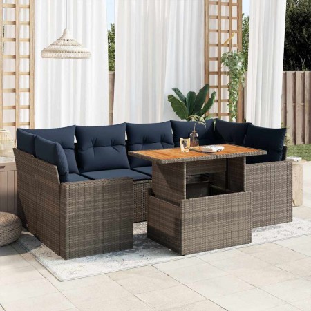 Set de sofás de jardín 7 pzas con cojines ratán sintético gris de , Conjuntos de jardín - Ref: Foro24-3327008, Precio: 567,32...