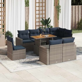 Set de sofás de jardín con cojines 9 pzas ratán sintético gris de , Conjuntos de jardín - Ref: Foro24-3327057, Precio: 712,13...