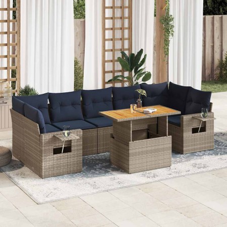 Set de sofás de jardín y cojines 8 piezas ratán sintético gris de , Conjuntos de jardín - Ref: Foro24-3327127, Precio: 650,24...