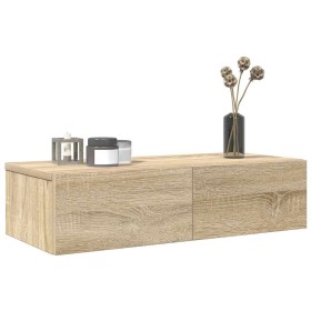 Estante de pared con cajones madera contrachapada roble sonoma de , Estantes y estanterías - Ref: Foro24-859970, Precio: 54,6...