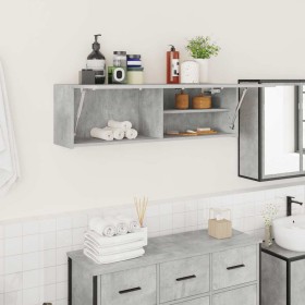 Mueble pared baño madera ingeniería gris hormigón 100x25x30cm de , Tocadores de baño - Ref: Foro24-860097, Precio: 52,55 €, D...