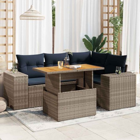 Juego de sofás jardín con cojines 5 pzas ratán sintético gris | Foro24.es | Tu tienda online para hogar, jardín y más Foro24.es