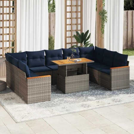 Set de sofás de jardín y cojines 10 pzas ratán sintético gris | Foro24.es | Tu tienda online para hogar, jardín y más Foro24.es