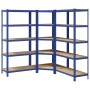 Juego de 3 estantes de 5 niveles acero azul y madera industrial de , Estanterías industriales - Ref: Foro24-3307614, Precio: ...