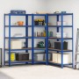 Juego de 3 estantes de 5 niveles acero azul y madera industrial de , Estanterías industriales - Ref: Foro24-3307614, Precio: ...