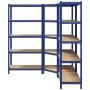 Juego de 3 estantes de 5 niveles acero azul y madera industrial de , Estanterías industriales - Ref: Foro24-3307614, Precio: ...