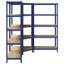 Juego de 3 estantes de 5 niveles acero azul y madera industrial de , Estanterías industriales - Ref: Foro24-3307614, Precio: ...