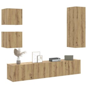 Mueble para TV de pared madera contrachapada artesanal 5 piezas de , Muebles TV - Ref: Foro24-3328998, Precio: 181,61 €, Desc...