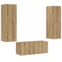 Muebles de TV de pared 3 uds madera ingeniería roble artesanal de , Muebles TV - Ref: Foro24-3328964, Precio: 149,21 €, Descu...