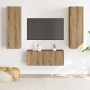 Muebles de TV de pared 3 uds madera ingeniería roble artesanal de , Muebles TV - Ref: Foro24-3328964, Precio: 149,21 €, Descu...