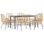 Juego de comedor de jardín 7 pzas ratán PE marrón de , Conjuntos de jardín - Ref: Foro24-3334545, Precio: 484,96 €, Descuento: %