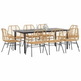 Juego comedor jardín 9 pzas ratán sintético marrón de , Conjuntos de jardín - Ref: Foro24-3334547, Precio: 667,07 €, Descuent...
