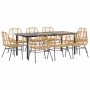 Juego comedor jardín 9 pzas ratán sintético marrón de , Conjuntos de jardín - Ref: Foro24-3334547, Precio: 667,07 €, Descuent...