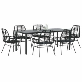 Juego de comedor jardín 7 piezas ratán sintético negro de , Conjuntos de jardín - Ref: Foro24-3334539, Precio: 534,41 €, Desc...