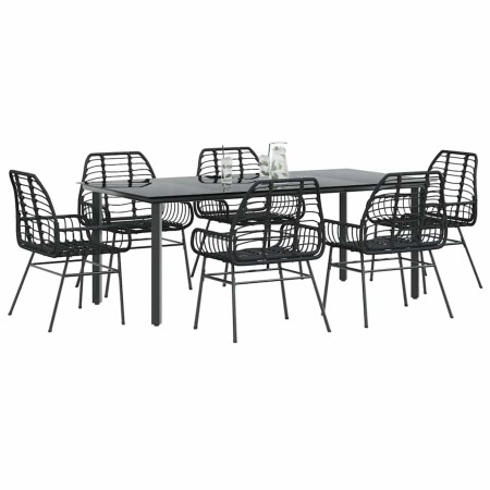 Juego de comedor jardín 7 piezas ratán sintético negro de , Conjuntos de jardín - Ref: Foro24-3334539, Precio: 534,41 €, Desc...