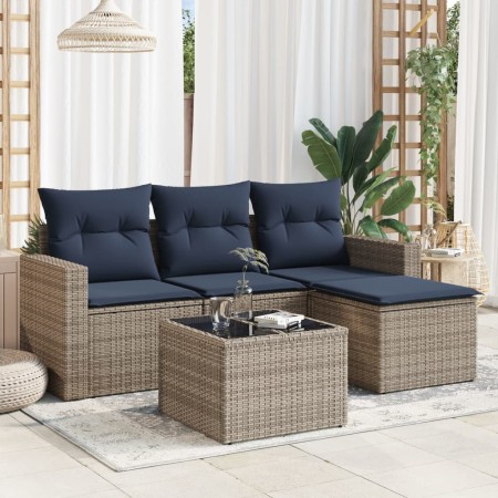 Set de sofás de jardín 5 pzas con cojines ratán sintético gris | Foro24.es | Tu tienda online para hogar, jardín y más Foro24.es