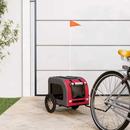 Remolque de bicicleta mascotas hierro tela Oxford rojo gris | Foro24.es | Tu tienda online para hogar, jardín y más Foro24.es