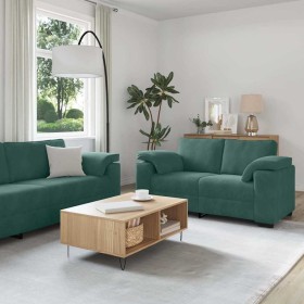 Juego de sofás con cojines 3 piezas terciopelo verde oscuro de , Sofás - Ref: Foro24-3324669, Precio: 645,47 €, Descuento: %