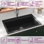 Fregadero de Cocina Negro 790x500x193 mm Granito de , Fregaderos - Ref: Foro24-147053, Precio: 182,84 €, Descuento: %