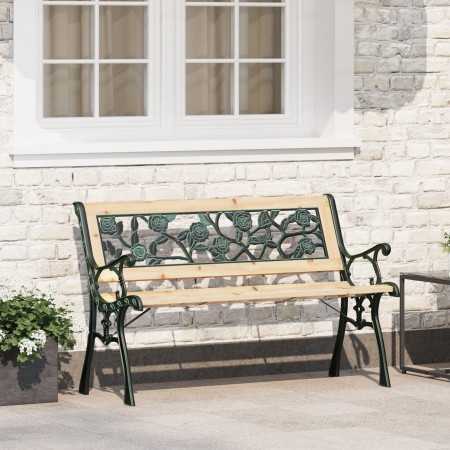 Banco de jardín con respaldo con patrón de rosas madera 116 cm de , Bancos de jardín - Ref: Foro24-319570, Precio: 74,43 €, D...