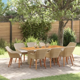Comprar Juego de Comedor Jardín Beige de 9 Piezas
