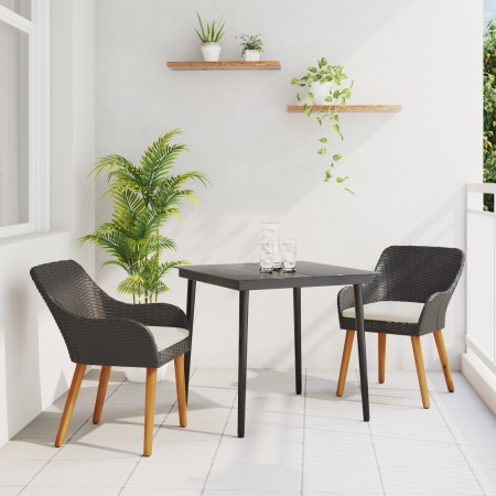 Juego de Comedor de Jardín de 3 Piezas Ratán Poli Negro | Foro24.es | Tu tienda online para hogar, jardín y más Foro24.es