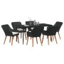 Juego de Comedor de Jardín de 7 Piezas en Ratán Poliéster Negro | Foro24.es | Tu tienda online para hogar, jardín y más Foro24.es