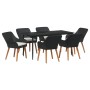 Juego de Comedor de Jardín de 7 Piezas en Ratán Poliéster Negro | Foro24.es | Tu tienda online para hogar, jardín y más Foro24.es