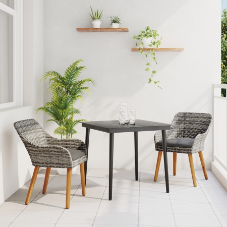 Juego de Comedor de Jardín de 3 Piezas Gris de Ratán Sintético | Foro24.es | Tu tienda online para hogar, jardín y más Foro24.es