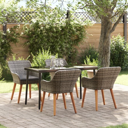 Juego de Comedor de Jardín de 5 Piezas Gris de Ratán Sintético | Foro24.es | Tu tienda online para hogar, jardín y más Foro24.es