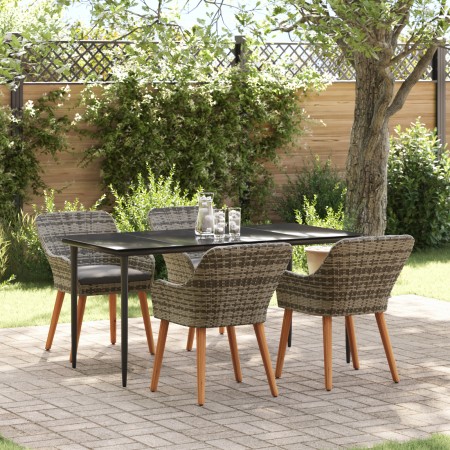 Conjunto de Comedor de Jardín de 5 Piezas Gris de Ratán Sintético | Foro24.es | Tu tienda online para hogar, jardín y más Foro24.es