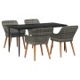 Conjunto de Comedor de Jardín de 5 Piezas Gris de Ratán Sintético | Foro24.es | Tu tienda online para hogar, jardín y más Foro24.es