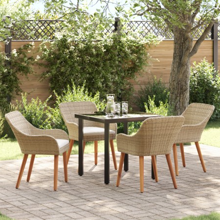 Conjunto de Comedor de Jardín de 5 Piezas en Ratán y Poliéster Beige | Foro24.es | Tu tienda online para hogar, jardín y más Foro24.es
