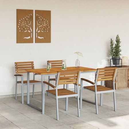 Conjunto de Comedor de Jardín de 5 Piezas de Acacia Sólida y Metal de , Conjuntos de jardín - Ref: Foro24-3284343, Precio: 48...