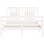 Estructura de cama con cabecero madera maciza blanco 120x200 cm de vidaXL, Camas y somieres - Ref: Foro24-3194567, Precio: 13...