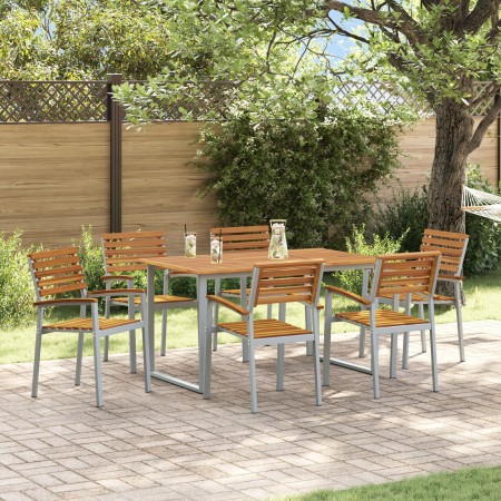 Conjunto de Comedor de Jardín de 7 Piezas de madera maciza de Acacia y Metal de , Conjuntos de jardín - Ref: Foro24-3284344, ...