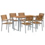 Conjunto de Comedor de Jardín de 7 Piezas de madera maciza de Acacia y Metal de , Conjuntos de jardín - Ref: Foro24-3284344, ...