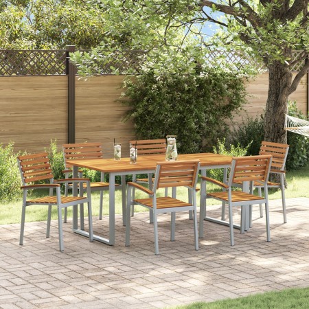 Juego de Comedor de Jardín de 7 Piezas de Madera Maciza de Acacia y Metal | Foro24.es | Tu tienda online para hogar, jardín y más Foro24.es