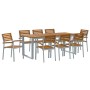 Juego de Comedor de Jardín de 9 Piezas de Madera Sólida de Acacia y Metal de , Conjuntos de jardín - Ref: Foro24-3284350, Pre...