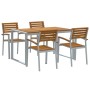 Conjunto de Comedor de Jardín de 5 Piezas de Madera Maciza de Acacia y Metal | Foro24.es | Tu tienda online para hogar, jardín y más Foro24.es