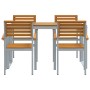 Conjunto de Comedor de Jardín de 5 Piezas de Madera Maciza de Acacia y Metal | Foro24.es | Tu tienda online para hogar, jardín y más Foro24.es