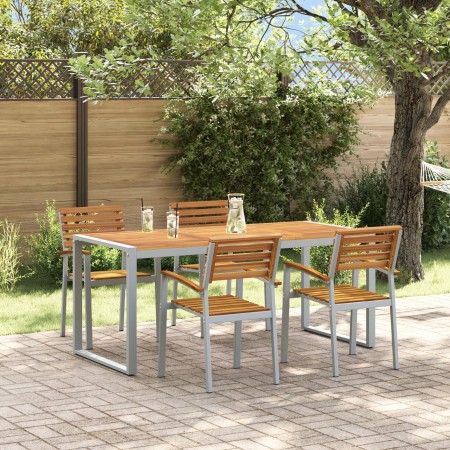 Comedor de Jardín de 5 Piezas de Madera Sólida de Acacia y Metal de , Conjuntos de jardín - Ref: Foro24-3284363, Precio: 544,...
