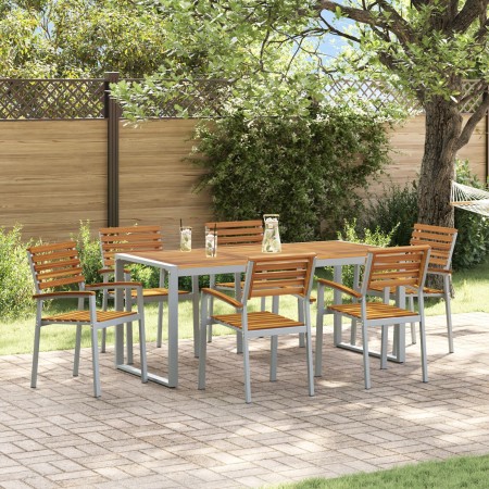 Conjunto de Comedor de Jardín de 7 Piezas de Madera Sólida de Acacia y Metal de , Conjuntos de jardín - Ref: Foro24-3284364, ...