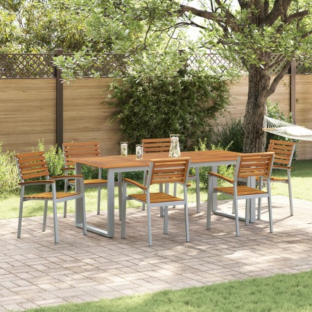 Sillas apilables para jardín 6 pcs de madera sólida de acacia y metal | Foro24.es | Tu tienda online para hogar, jardín y más Foro24.es
