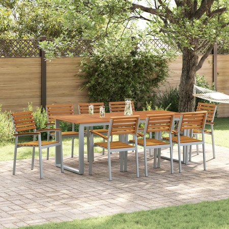 Sillas de jardín apilables 8 pcs de madera sólida de acacia y metal de , Sillas de jardín - Ref: Foro24-3284392, Precio: 614,...